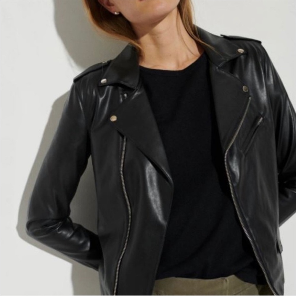 The Reset Vegan Leather Moto Jacket in Cognac